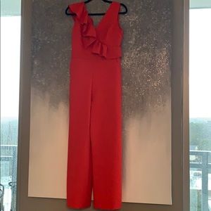 Asymmetrical ruffle top jumpsuit